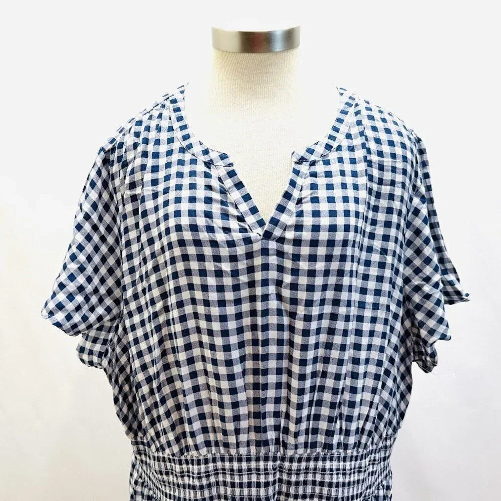 NWT CROFT & BARROW Women Short Sleeve Pullover Plaid Empire Waist Dress Size 3X